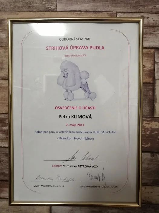 Osvedčenie o účasti — kozmetika a výživa psov